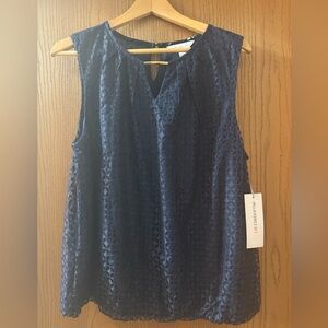 NWT Liz Claiborne Women's Dark Blue Lace Sleeveless Blouse